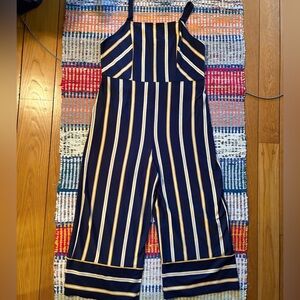 Xhilaration Navy Jumpsuit with Gold & White Stripes